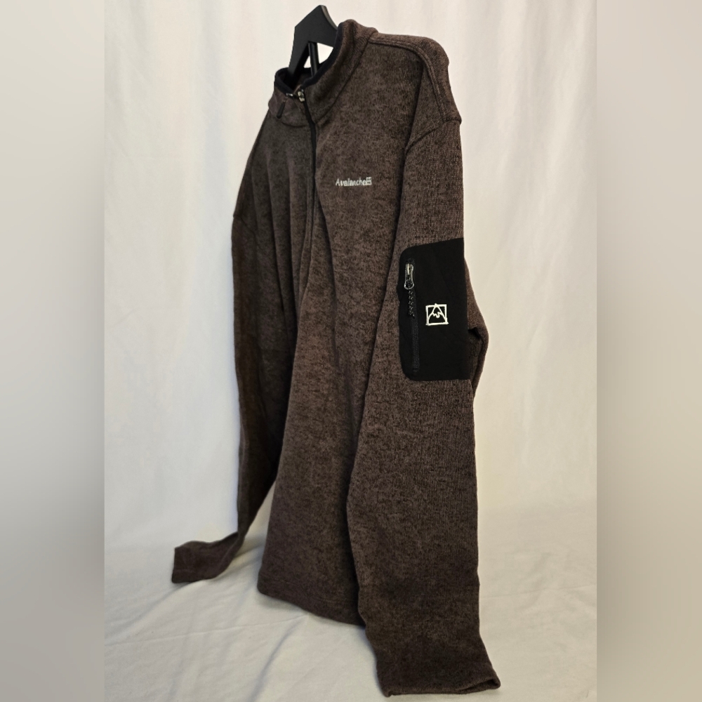 AVALANCHE Pullover‎ Jacket Mens 2XL Quarter Zip Thermal Brown Knit Fleece - Picture 9 of 15
